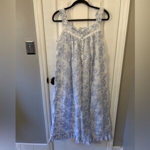 Light Blue Floral Cotton Nightgown - Women’s Sleepwear